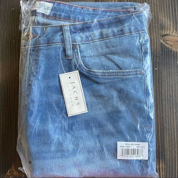 NWT Jachs New York Mens Light Wash Low Rise Slim Fit Denim Jeans Size 34x32 - Picture 4 of 9